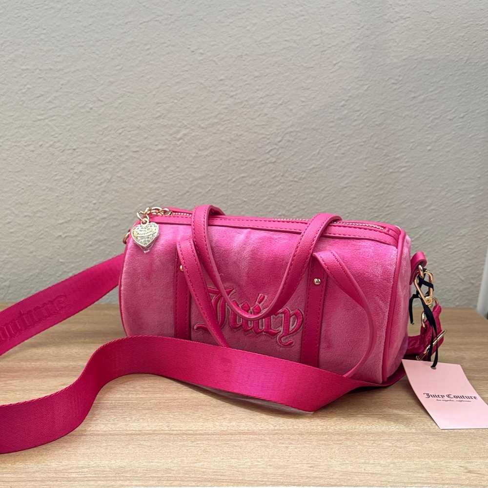 NWT Juicy Couture Pink Queen of Everything Mini Barrel Crossbody Bag
